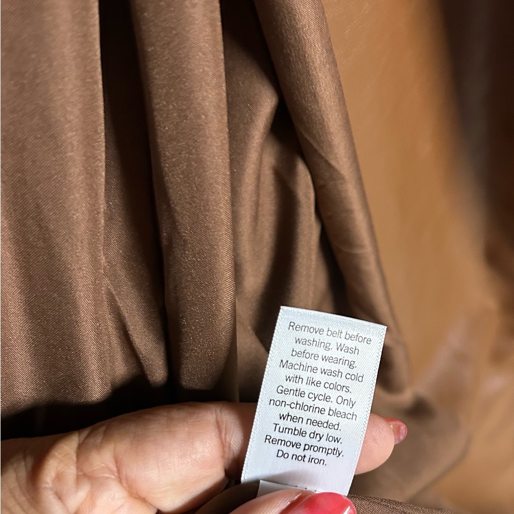 NWT Nine West Rich Brown Faux Leather Coat - Picture 3 of 6